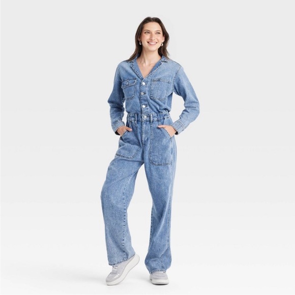 Women’s long sleeve utility baggy denim jumpsuit - Universal Threads size 24R - Picture 1 of 3